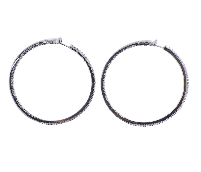 Bucherer Gold 2.26ctw Inside Out Diamond Hoop Earrings