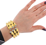 David Webb Diamond Gold Platinum Origami Cuff Bracelet - Oak Gem