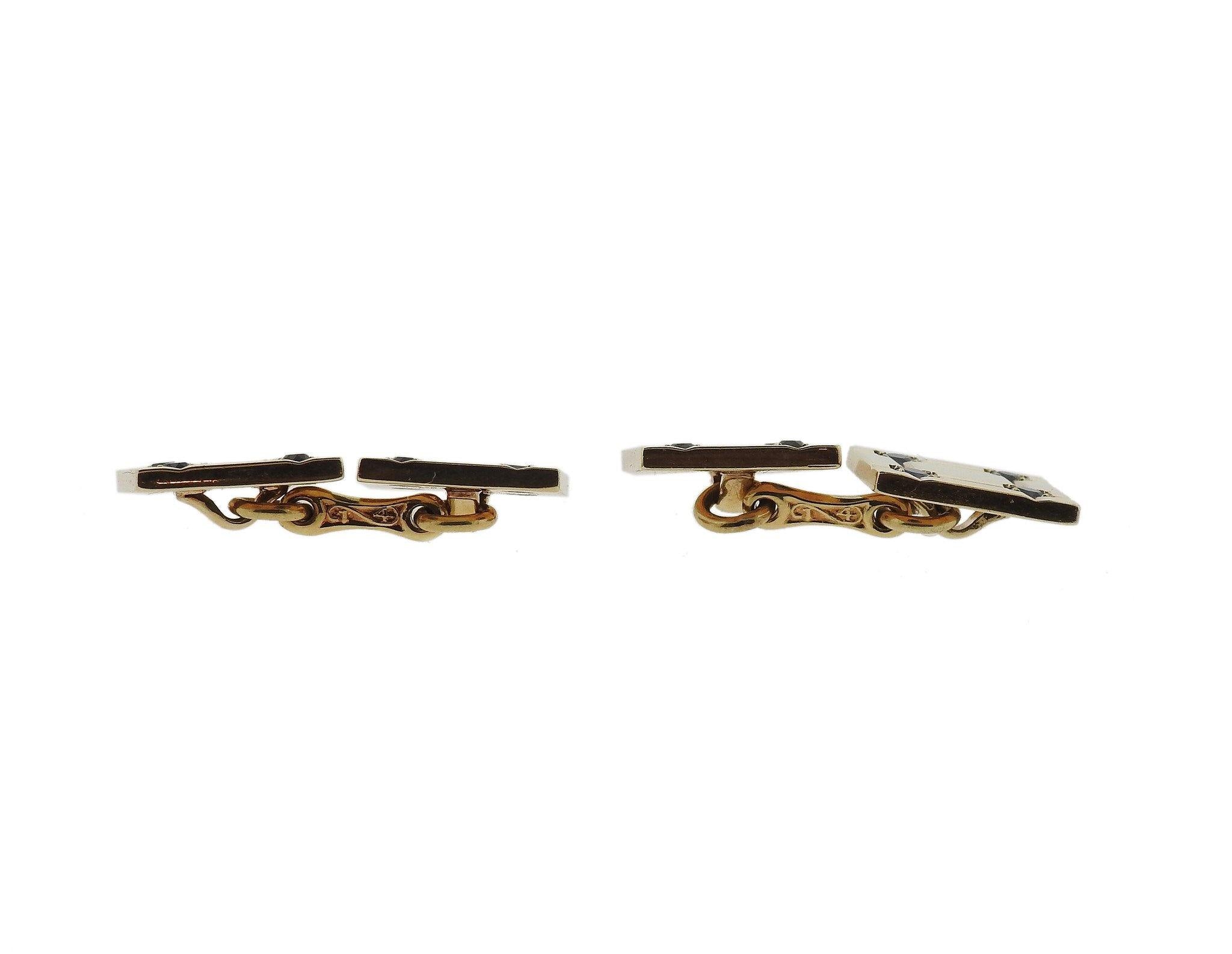Tiffany & Co. Mid-Century Gold Sapphire Cufflinks - Oak Gem