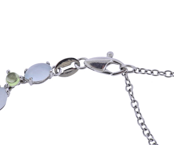 Bucherer Gold Diamond Aquamarine Peridot Necklace
