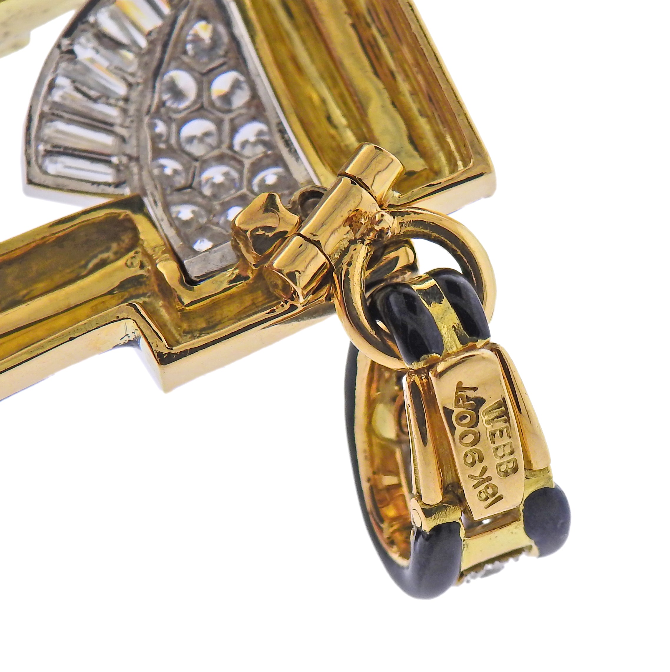 David Webb One of a Kind Platinum Gold Coral Diamond Enamel Pendant Brooch - Oak Gem