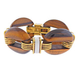 David Webb Tiger's Eye Enamel Gold Nautical Link Bracelet - Oak Gem