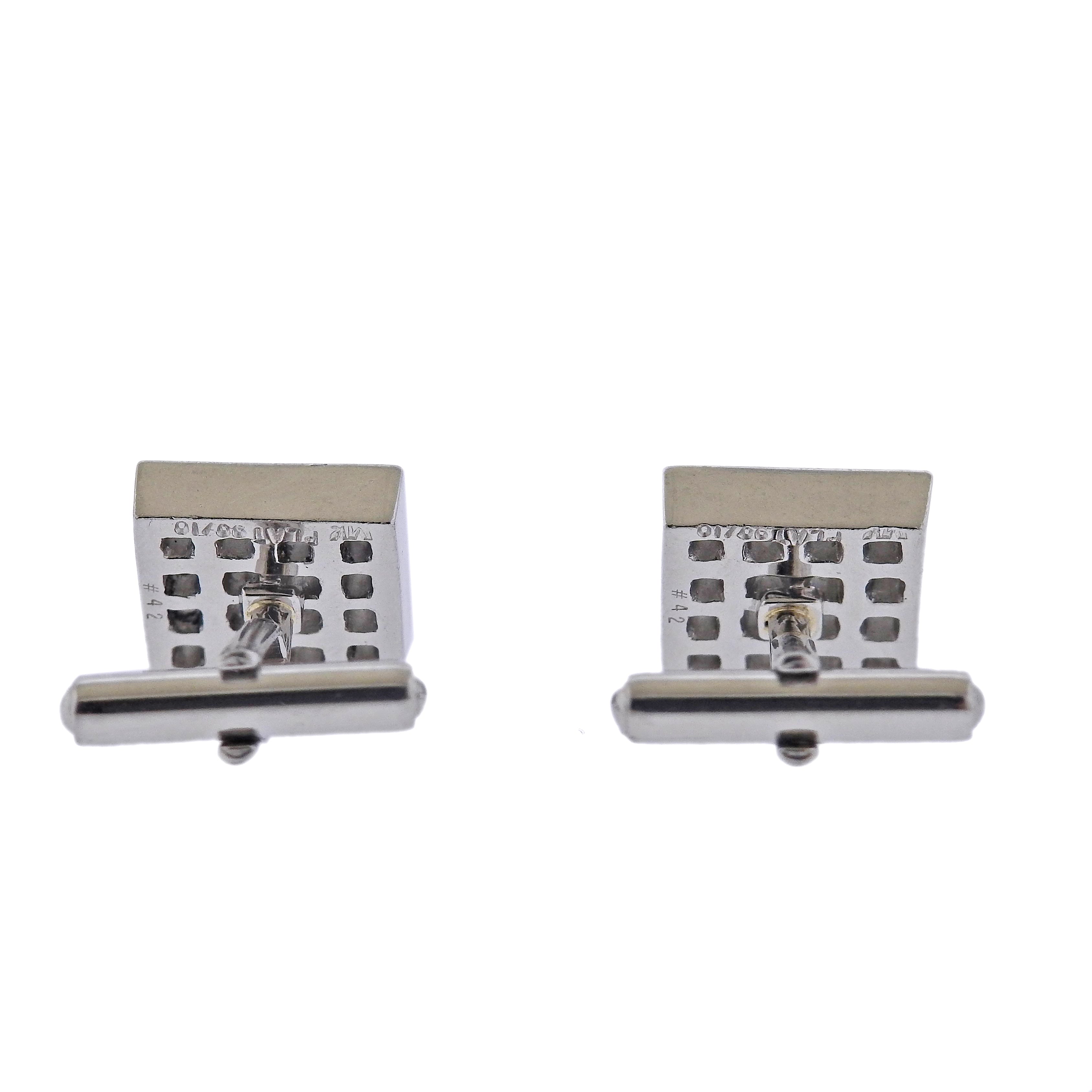 Platinum 8.50ctw Diamond Cufflinks Stud Dress Set