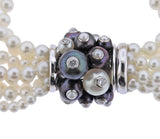 Trianon 18k White Gold Multi Strand Pearl Diamond Bracelet