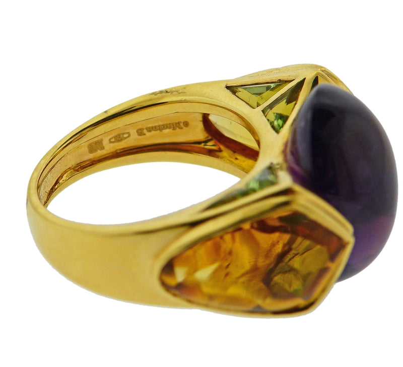 Marina B Amethyst Peridot Citrine Gold Ring - Oak Gem