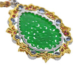 Buccellati Carved Jade Sapphire Ruby Gold Pendant Necklace - Oak Gem