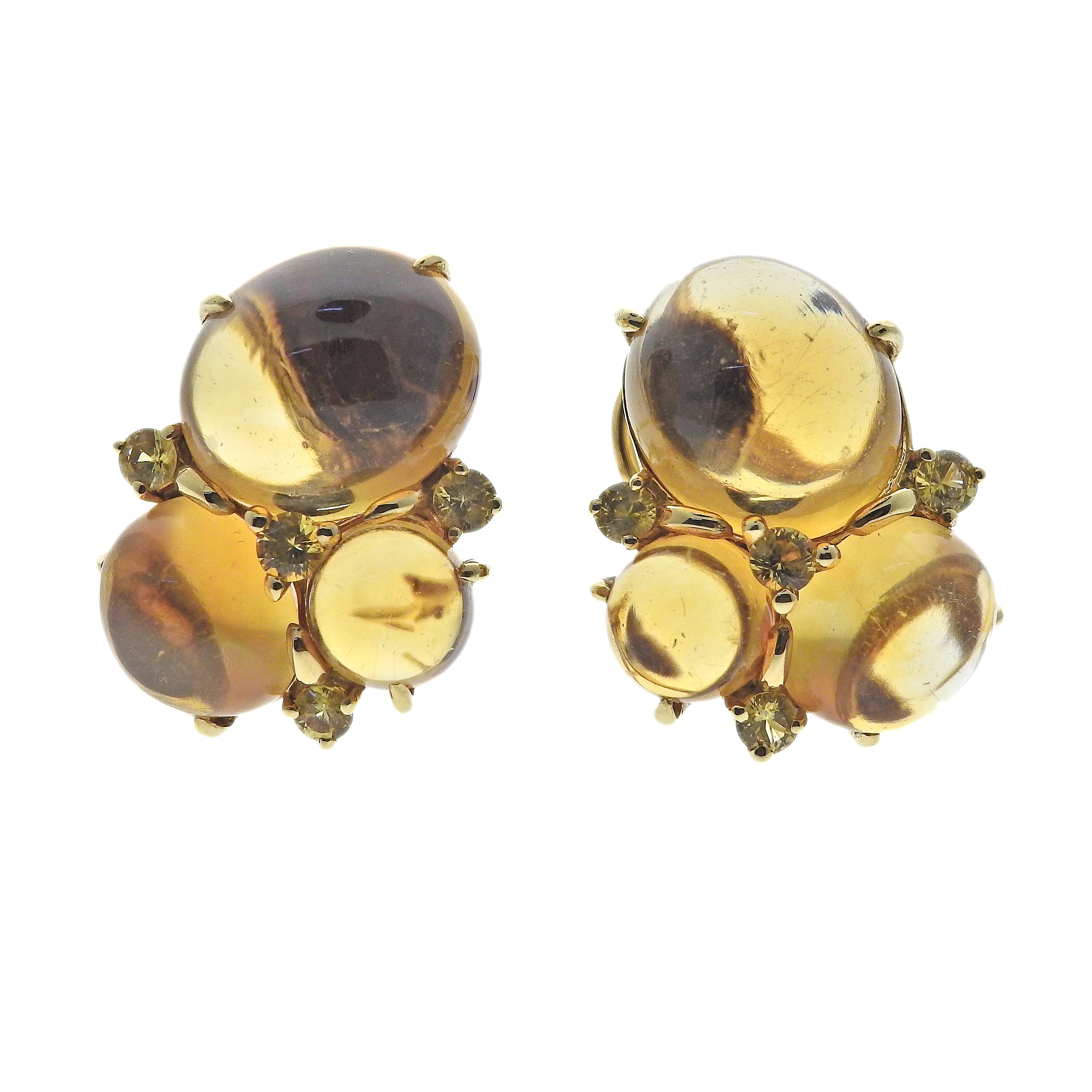 Seaman Schepps Citrine Sapphire Gold Earrings