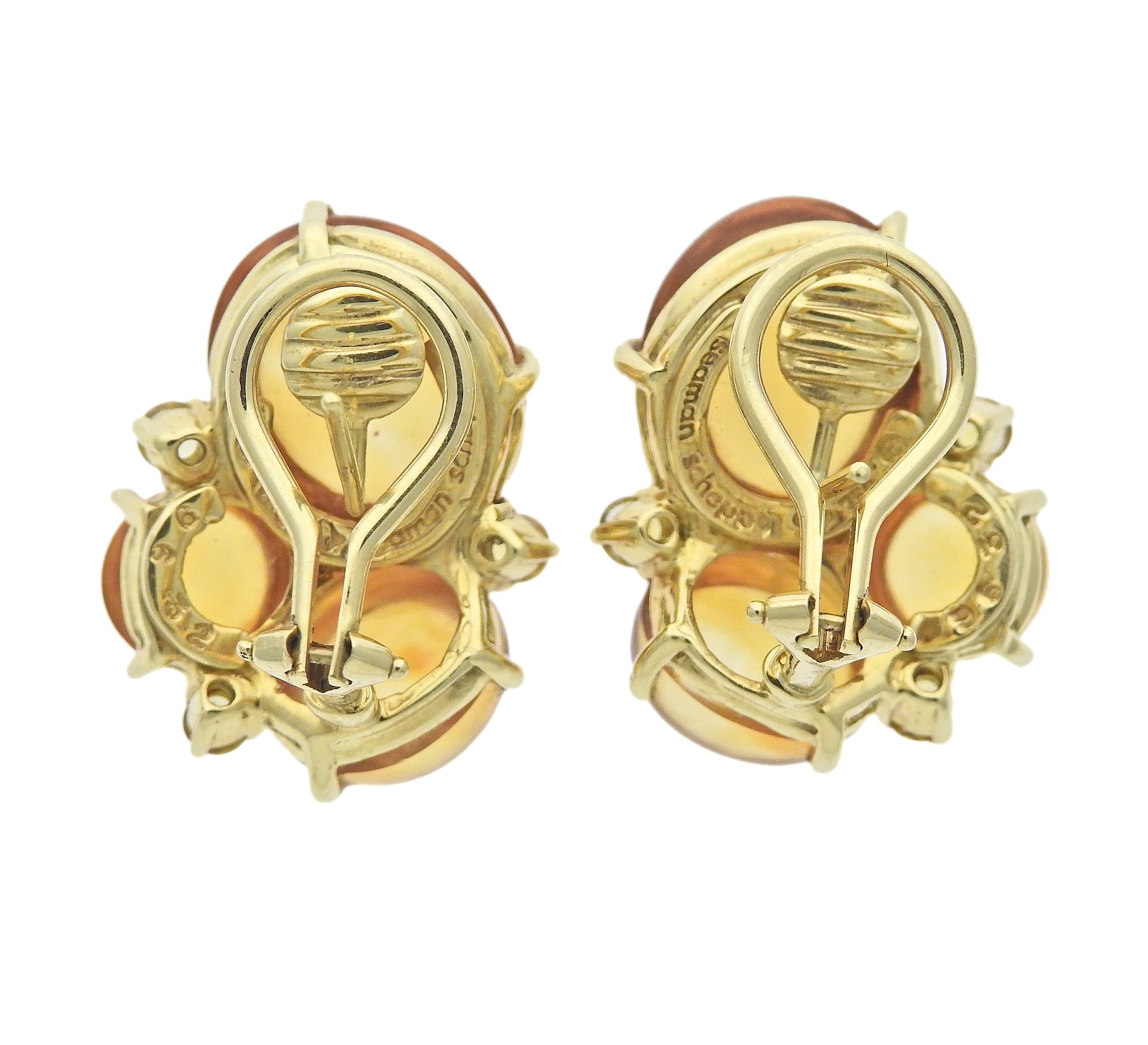 Seaman Schepps Citrine Sapphire Gold Earrings