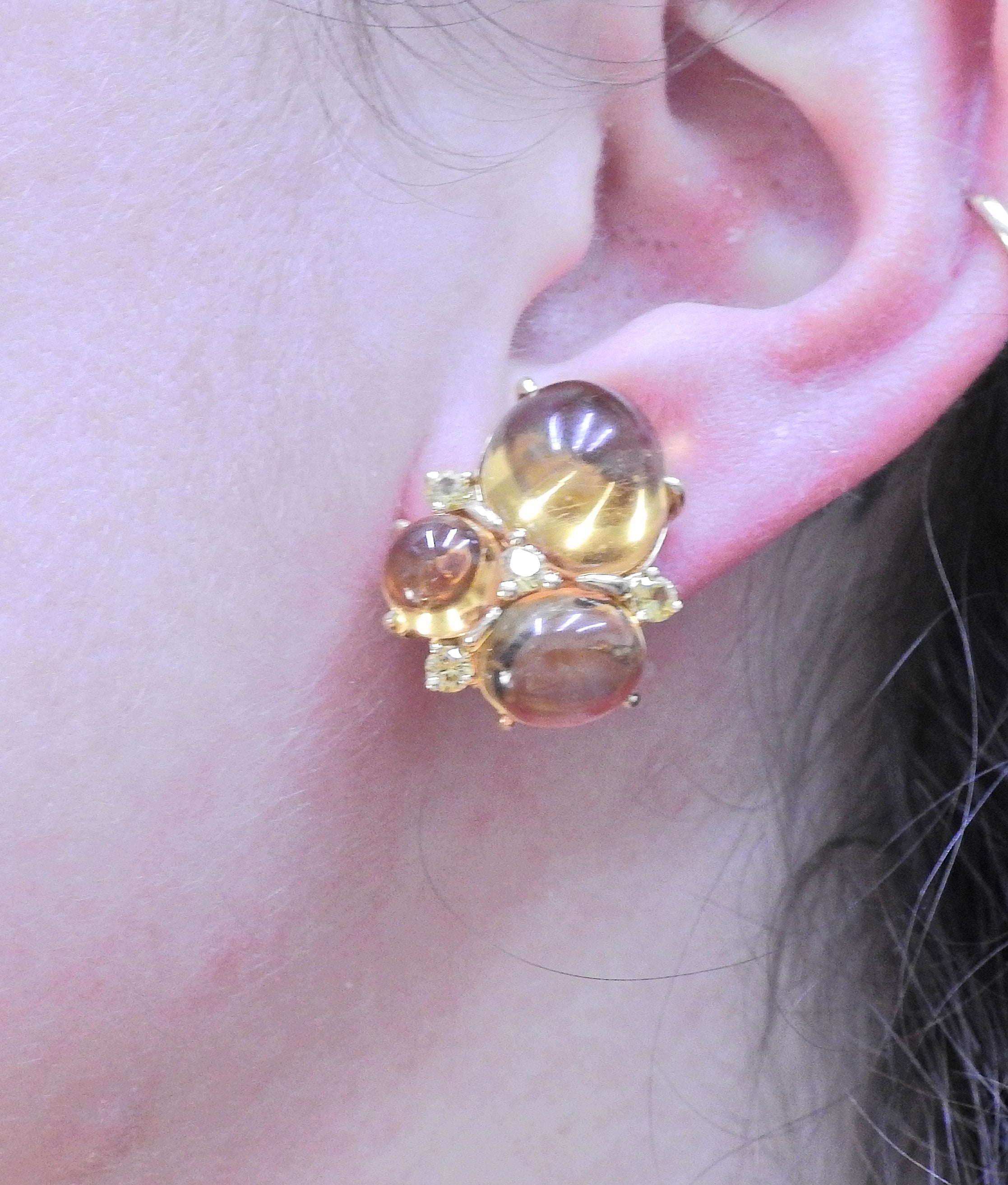 Seaman Schepps Citrine Sapphire Gold Earrings