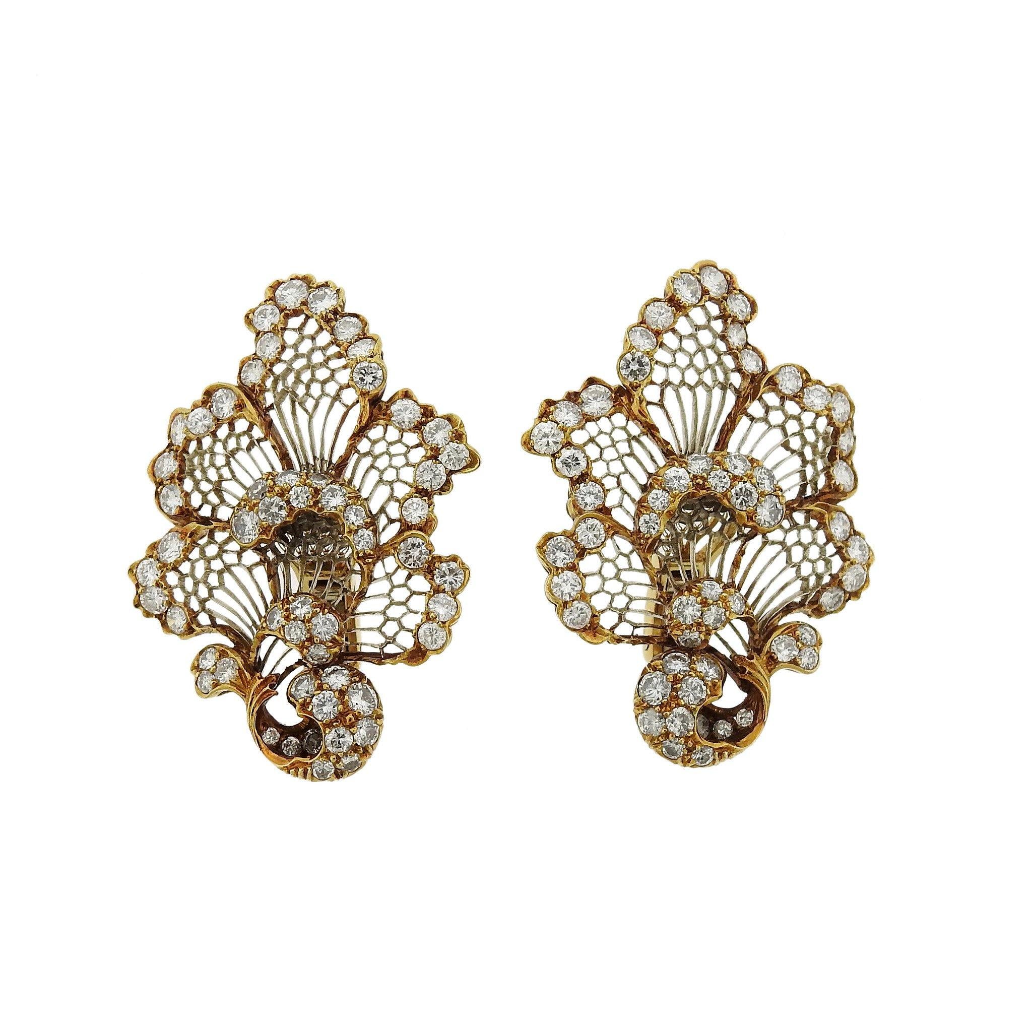 Buccellati Honeycomb Gold Diamond Earrings - Oak Gem