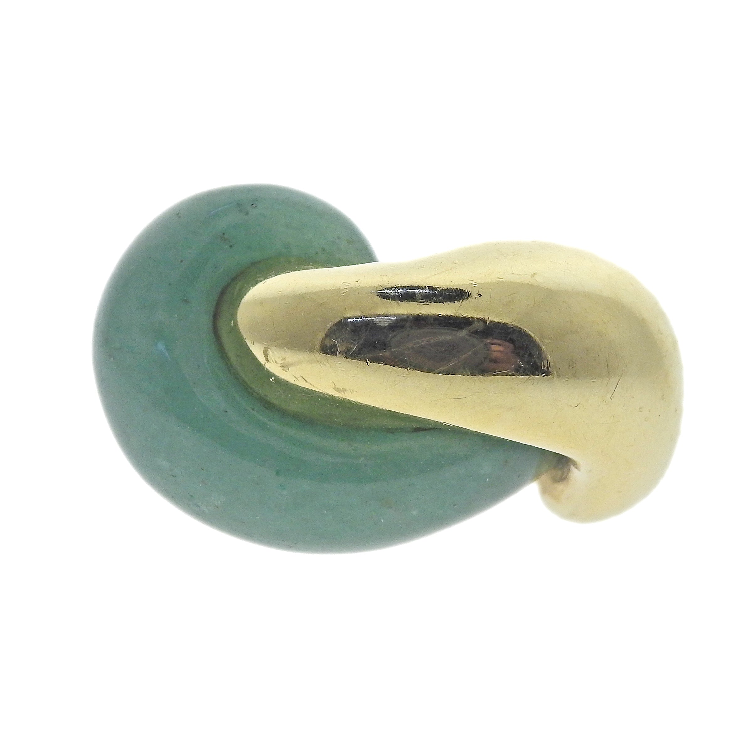 Seaman Schepps Half Link Gold Aventurine Ring