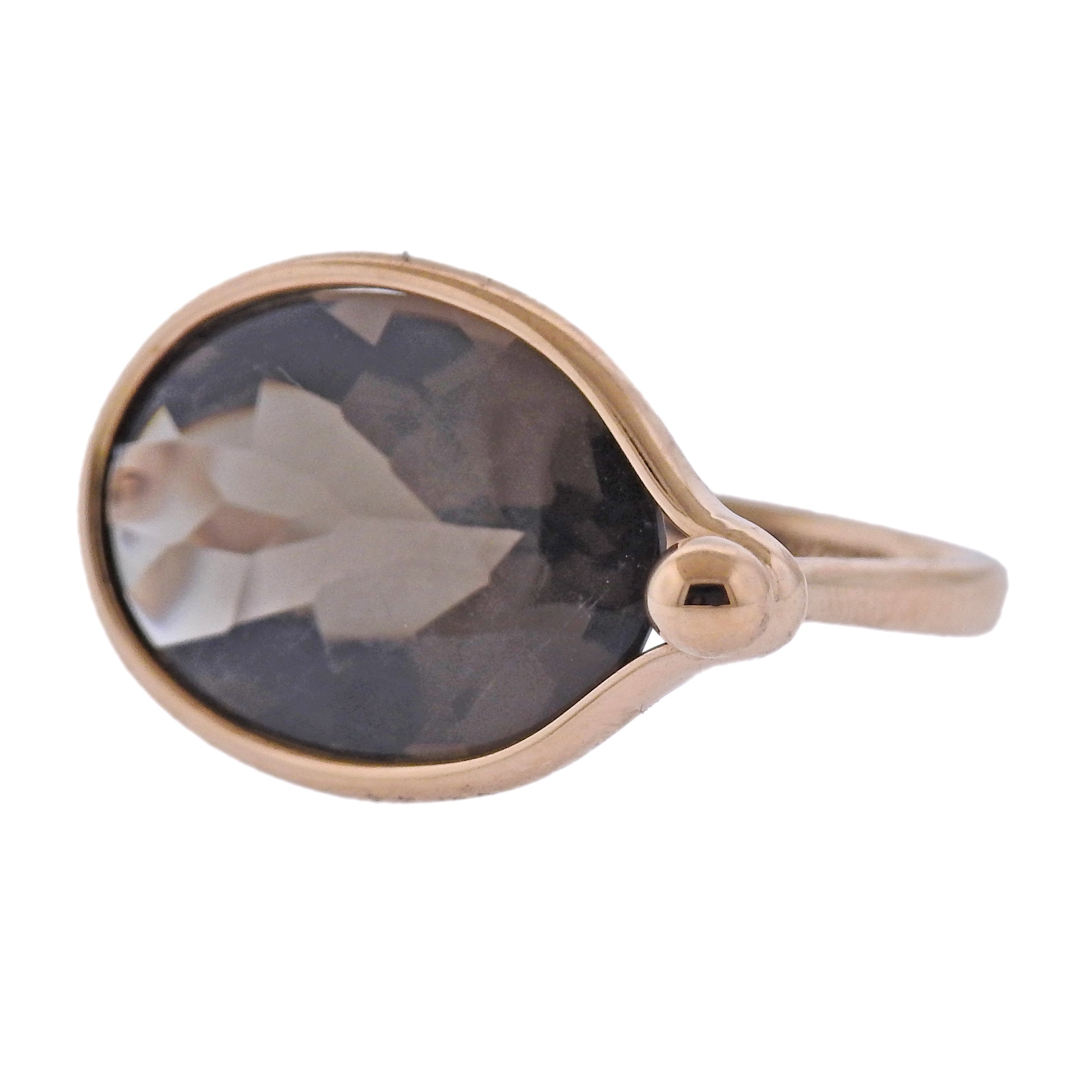 Georg Jensen Savannah 18k Gold Smokey Quartz Ring 1506