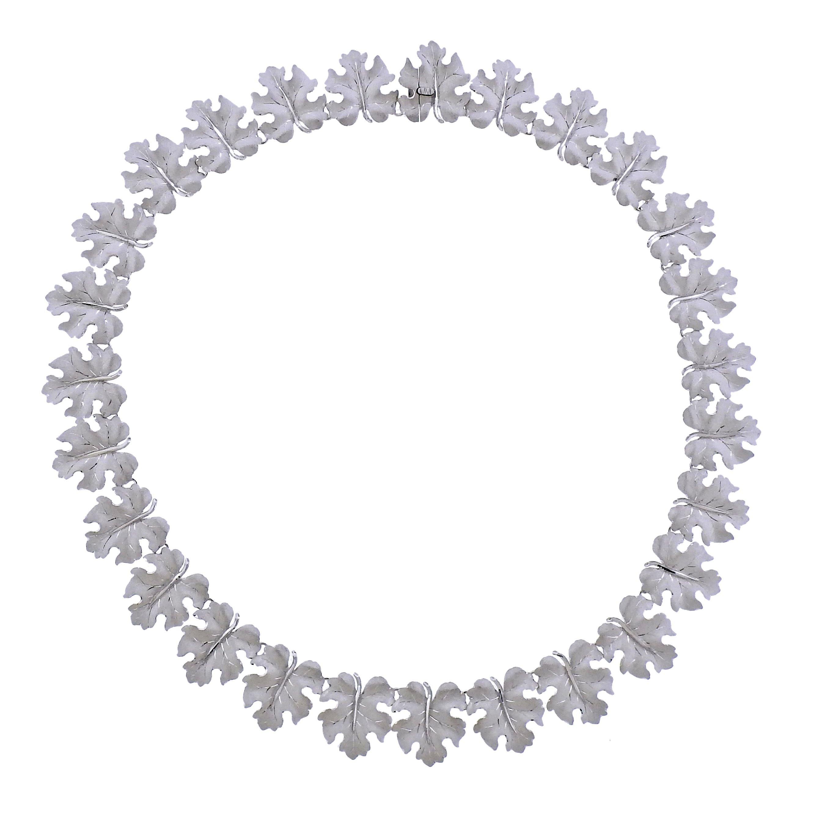 Buccellati White Gold Leaf Motif Necklace - Oak Gem