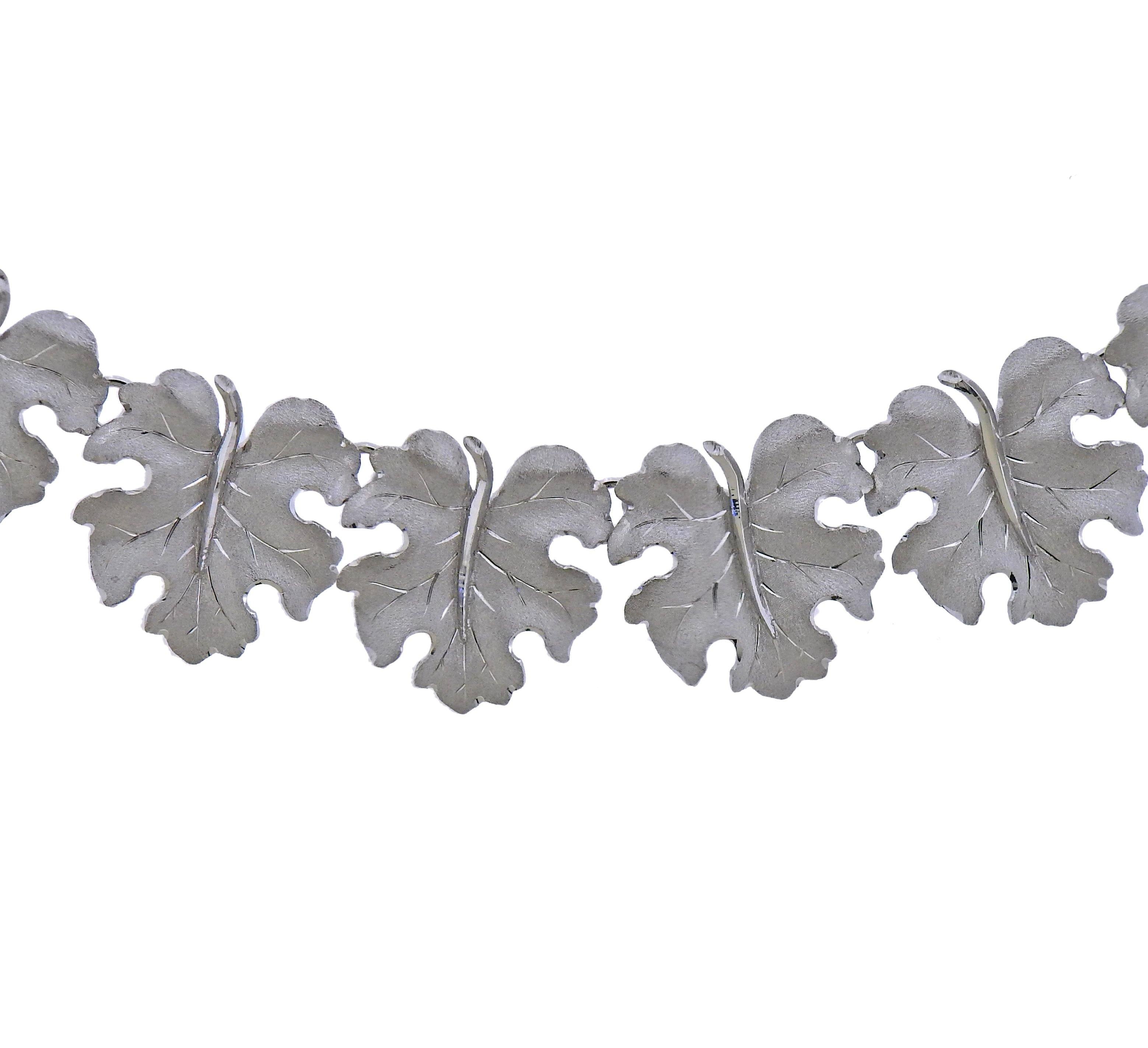 Buccellati White Gold Leaf Motif Necklace - Oak Gem