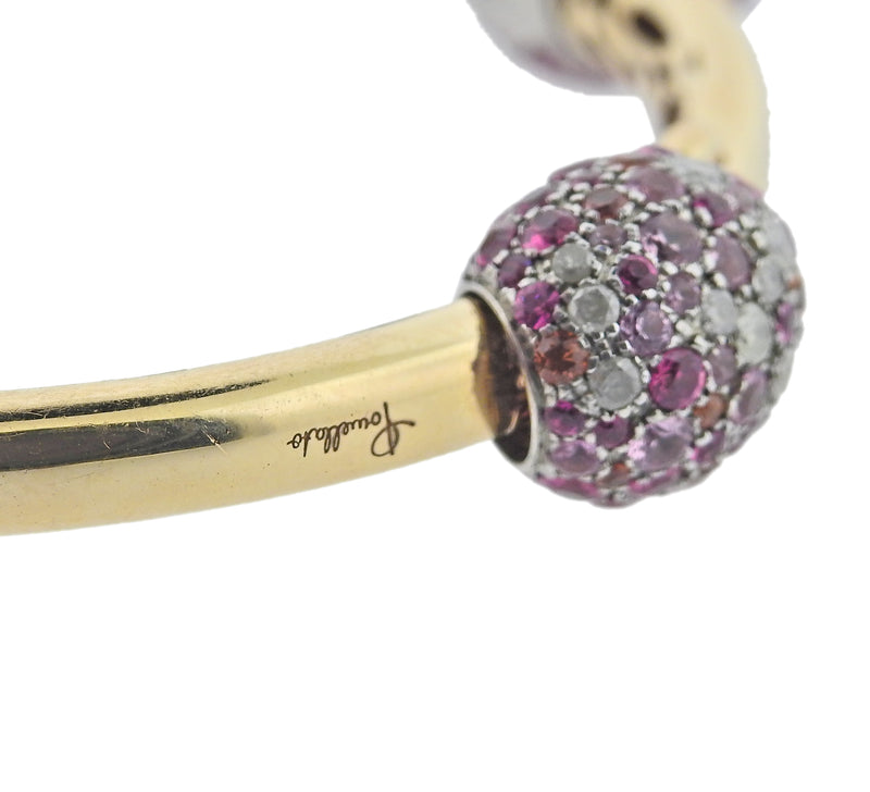 Pomellato Tango Gold Diamond Sapphire Bangle Bracelet
