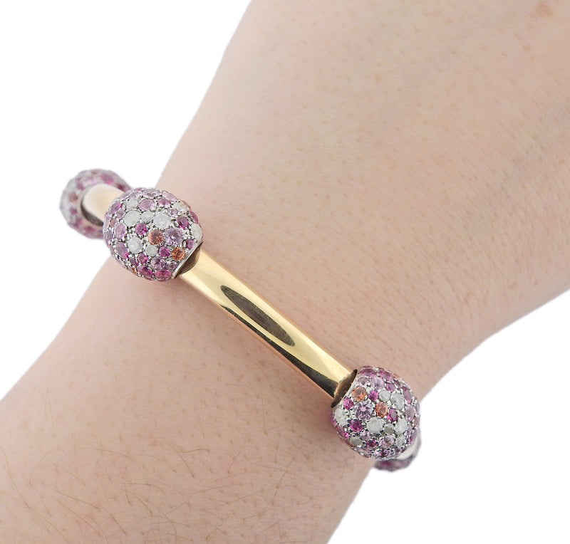Pomellato Tango Gold Diamond Sapphire Bangle Bracelet