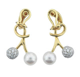 Angela Cummings Assael Gold Platinum Diamond Pearl Earrings
