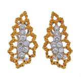 Buccellati Diamond Yellow White Gold Earrings - Oak Gem