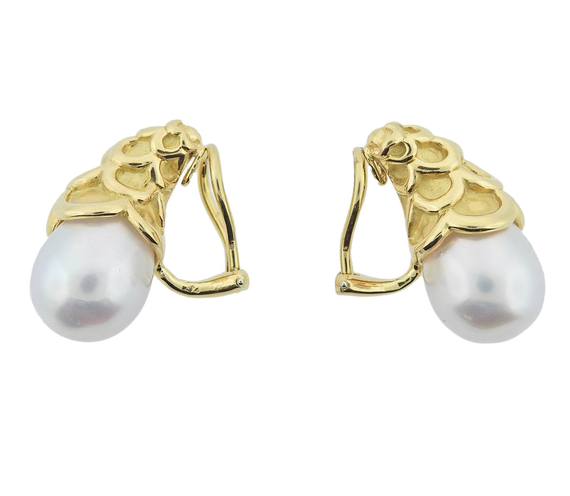 Angela Cummings Gold South Sea Pearl Earrings