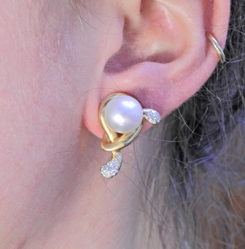 Angela Cummings Assael Gold Diamond Pearl Earrings