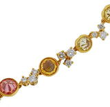 Porrati Multi Color Sapphire Diamond Gold Necklace - Oak Gem