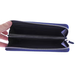 Alfred Dunhill Engine Turn Blue Leather Zipper Wallet