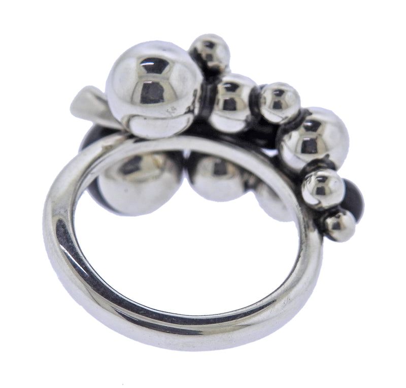 Georg Jensen Moonlight Grapes Silver Onyx Ring 551 A