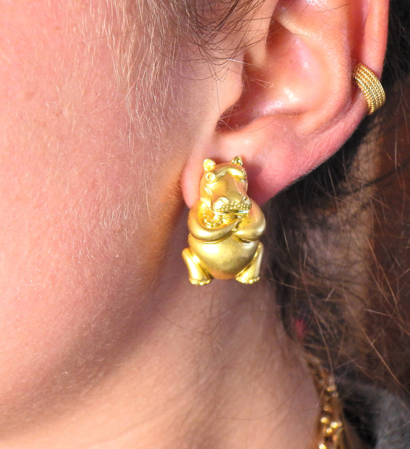 Henry Dunay Gold Hippo Earrings - Oak Gem