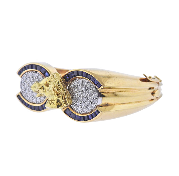Salvador Dali Limited Edition Diamond Sapphire Gold Horse Head Bracelet