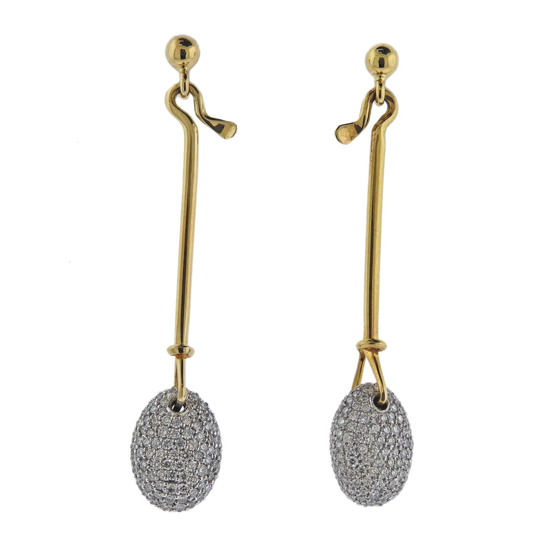 Georg Jensen Dew Drop 18k Gold Diamond Earrings 1128
