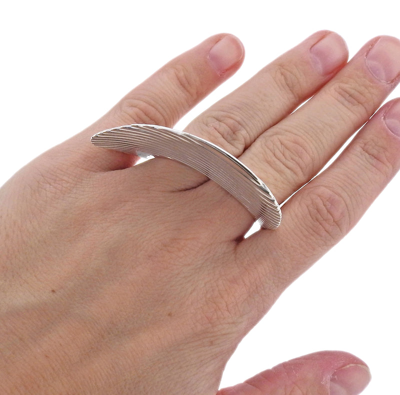 Georg Jensen Zaha Hadid Lamellae Silver Double Finger Ring 623 E – Oak Gem