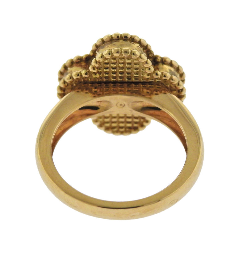 Van Cleef & Arpels Vintage Alhambra Mother of Pearl Diamond Gold Ring ...