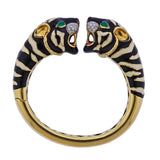 Roberto Legnazzi Diamond Enamel Tiger's Head Gold Bracelet - Oak Gem