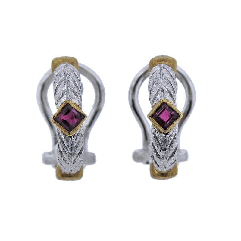 Buccellati Diamond Ruby Gold Small Earrings - Oak Gem