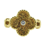 Van Cleef & Arpels Vintage Alhambra Diamond 18k Gold Ring Size 5.5 - Oak Gem