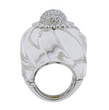 David Webb Carved Crystal Diamond Gold Platinum Ring - Oak Gem