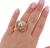 IO SI Rose Gold Diamond Pink Sapphire Pearl Ring 2/50 - Oak Gem