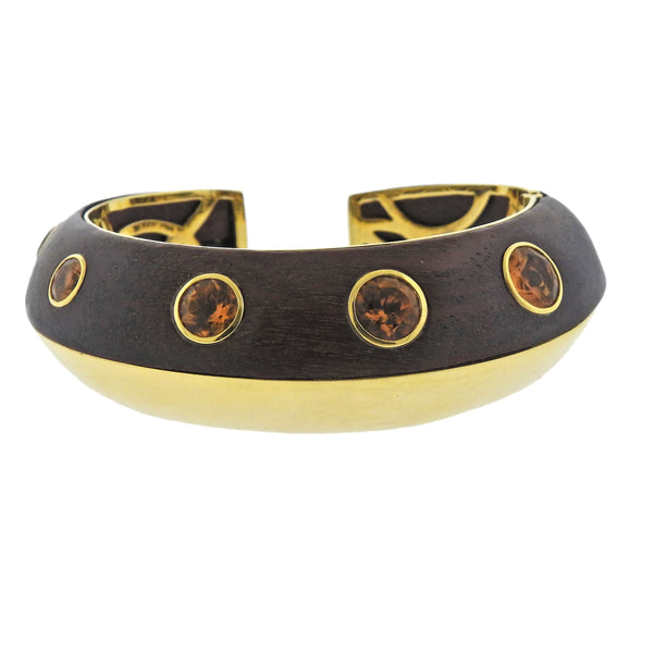 Seaman Schepps Wood Citrine 18k Gold Cuff Bracelet - Oak Gem