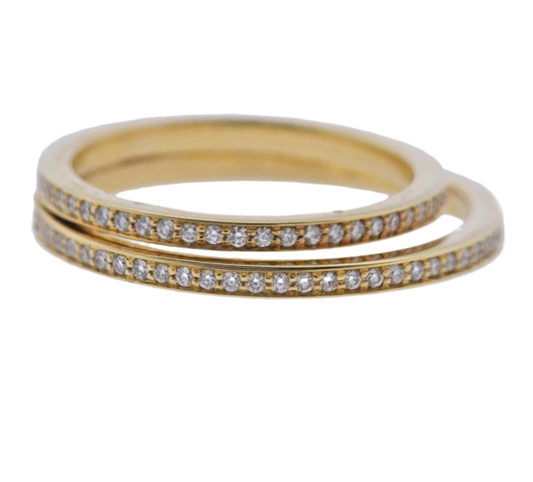 Georg Jensen 18k Yellow Gold Double Pave Halo Ring 1633 A