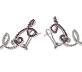 Italian Gold Diamond Ruby Long Cocktail Earrings - Oak Gem