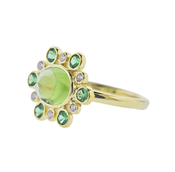 Maz Peridot Diamond Tsavorite Gold Ring
