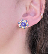 Maz Sapphire Tanzanite Diamond Gold Earrings