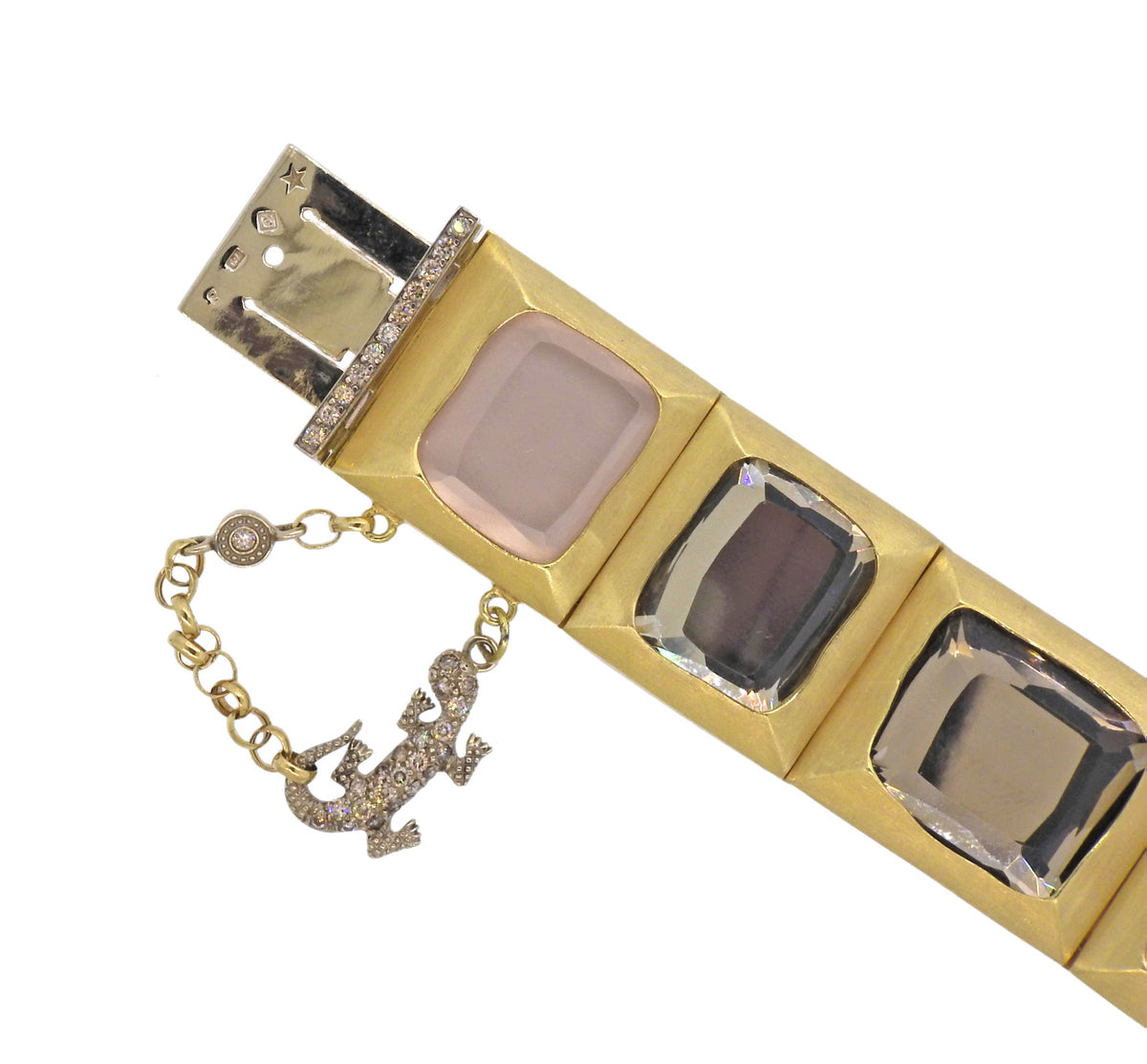 H. Stern Rose Quartz Diamond Lizard Gold Bracelet - Oak Gem