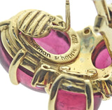 Seaman Schepps Pink Tourmaline Diamond Gold Earrings