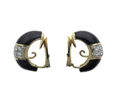David Webb Gold Platinum Diamond Enamel Doorknocker Earrings