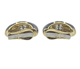 David Webb Gold Platinum Diamond Enamel Doorknocker Earrings