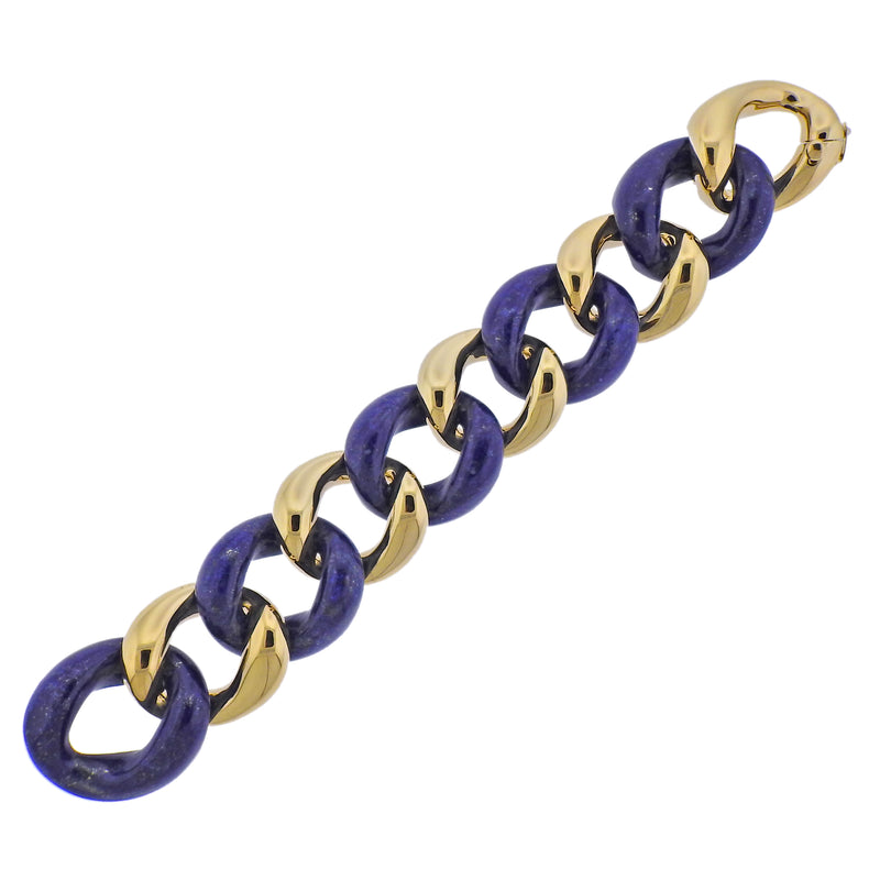 Seaman Schepps Gold Lapis Link Bracelet - Oak Gem