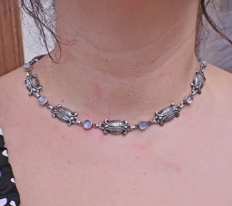 Georg Jensen Grape Moonstone Sterling Silver Necklace 15