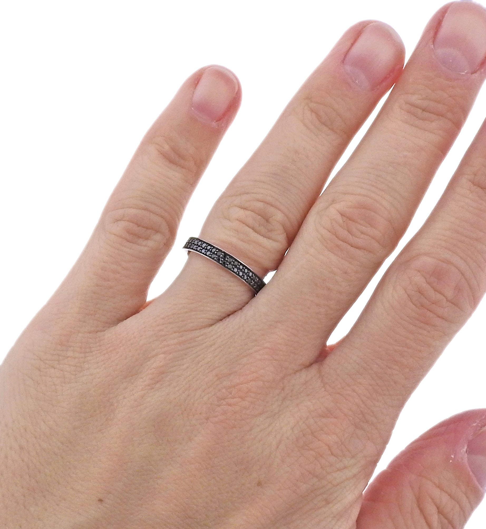 Georg Jensen 18k White Gold Magic Black Diamond Pave Ring 1513 B