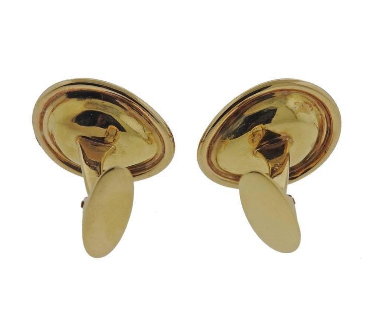One of a Kind Carved Ruby Gold Faces Cufflinks - Oak Gem